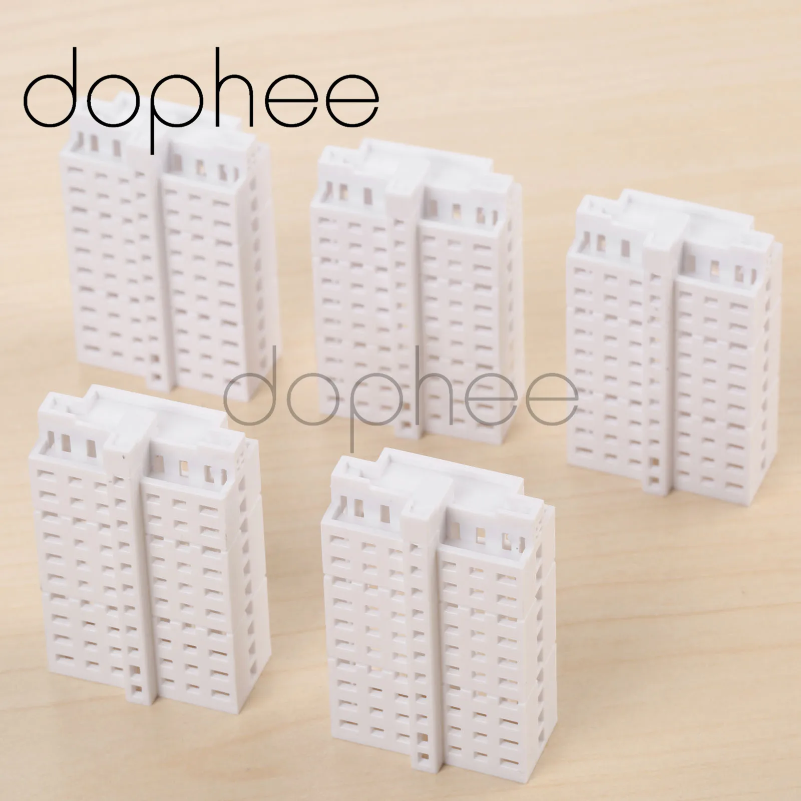 Dophee 5 шт. мини белые высокие пластиковые строительные модели масштаб 1/800 для микро