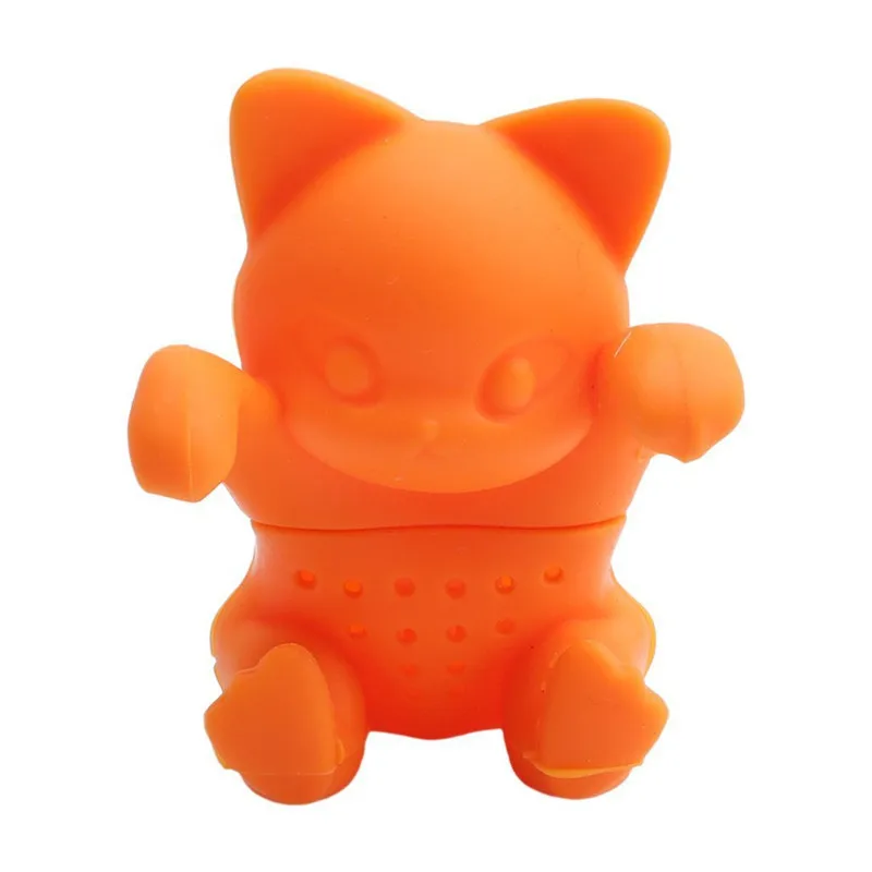 

Cute Silicone Cat Tea Infuser Tea Filter Diffuser Reusable Tea Strainer Spice Loose Tea Leaf Herbal Tool Teapot Teabags Orange