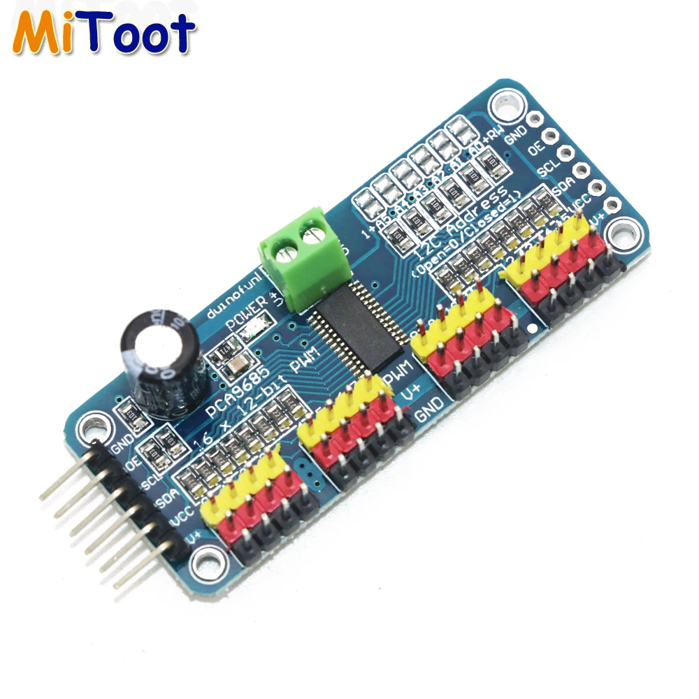 16-канальный видеорегистратор 12-битная ШИМ/Servo Driver-I2C интерфейсный модуль для Raspberry Pi щит модуль Servo Щит для Arduino Diy Kit