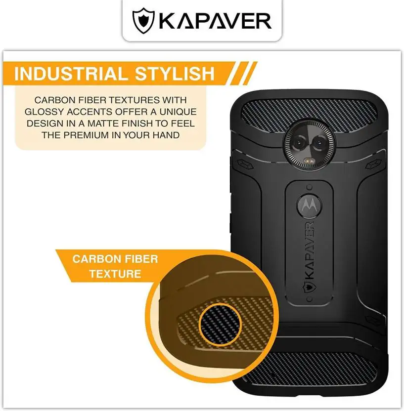 KAPAVER®Чехол для Moto G6, прочный, прочный, черный, ударопрочный, тонкий, задняя крышка для Moto G6(ПИЛОТ