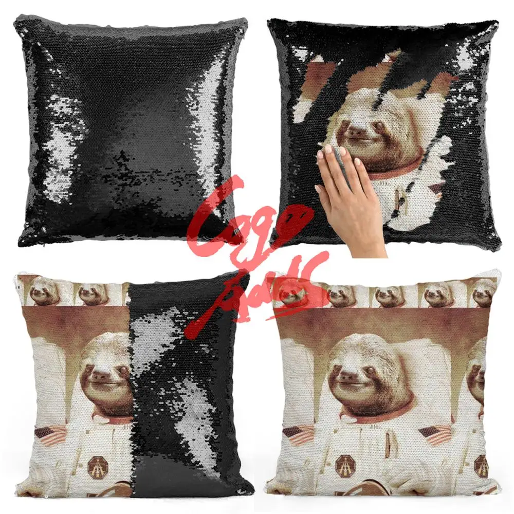 

Sloth DIY Mermaid Sequin Cushion Cover Magical Throw Pillowcase 40X40cm Color Changing Reversible Pillow Case For Home Decor