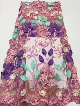 

High quality decal beads feather embroidery thread embroidered tulle lace JOY-121610 African lace Nigerian tulle for wedding