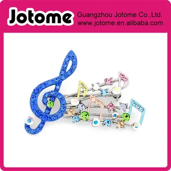 

Blue Music Note Multicolor Crystal Pin Brooch 2.125 x 1.5 inches