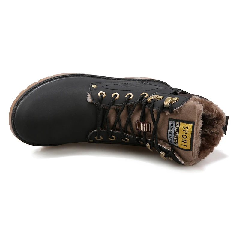REETENE/теплые зимние мужские ботинки высококачественные мужские ботинки из искусственной кожи г. Новая удобная мужская обувь на меху плюшевые зимние мужские ботинки