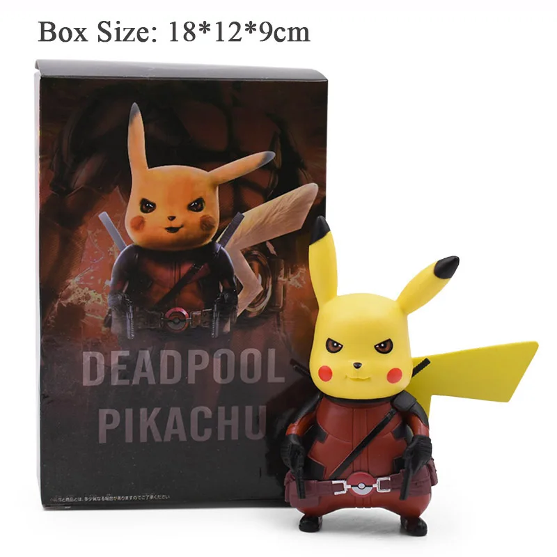 Аниме pikachu фигурка cos Deadpool фигурка ПВХ фигурка Покемон фигурки мультфильм фильм игрушки кукла с коробкой 10 см