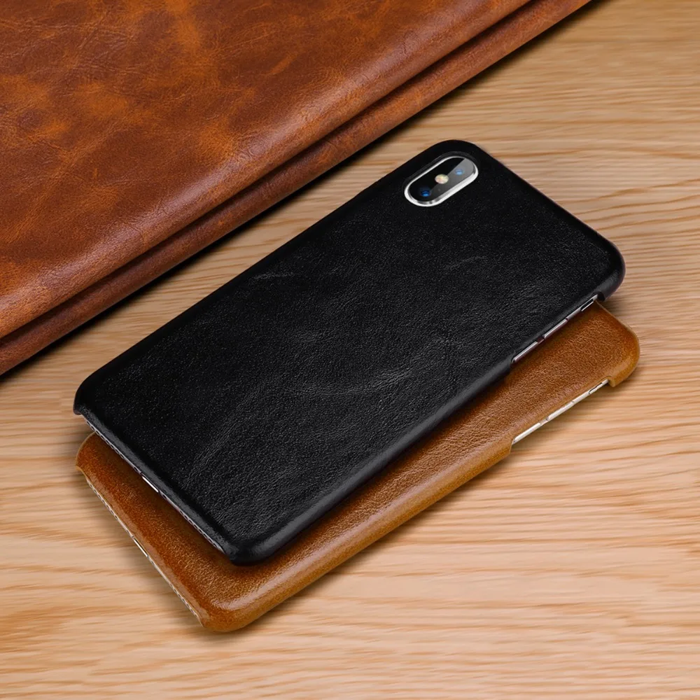 Luxury Oil Wax Cow Leather Case for iPhone 6 6S 7 8 Case Back Cover Vintage Phone Case for iPhone X 6 6S 7 8 Plus Case