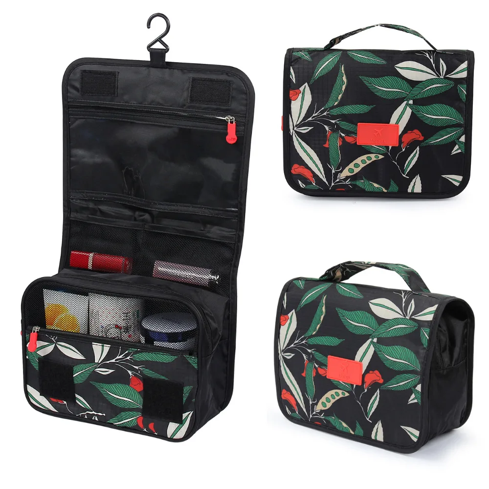 

Women Travel Portable Beautician Toiletry Bag Hanging Cosmetic Bag Bathroom Waterproof Makeup Up Wash Bags Traditiongnal Pattern