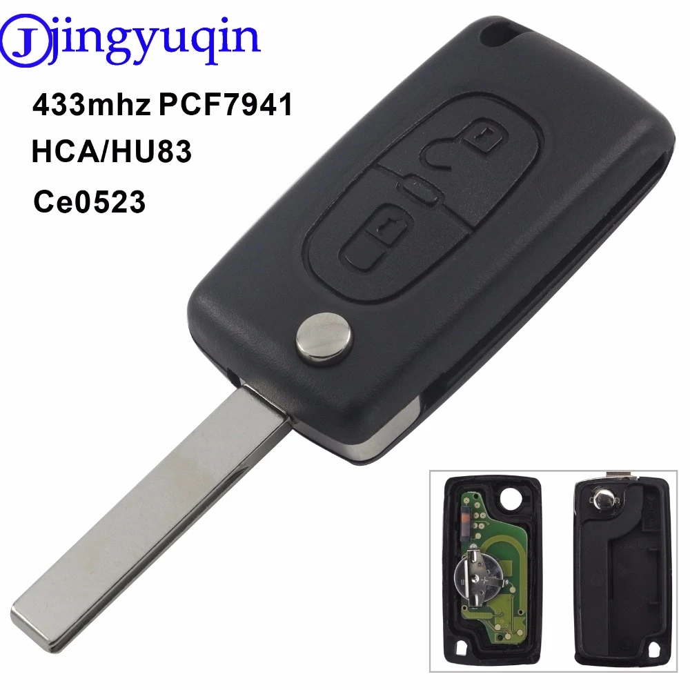 

jingyuqin ASK 433mhz HU83 PCF7941 CE0523 Flip Remote key For Citroen For Peugeot Electronic Circuit Board Remote Key