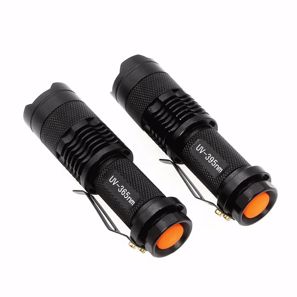 Zoomable UV светодиодный светильник вспышка 365nm 395nm Lanterna фонарь УФ черный лампа AA