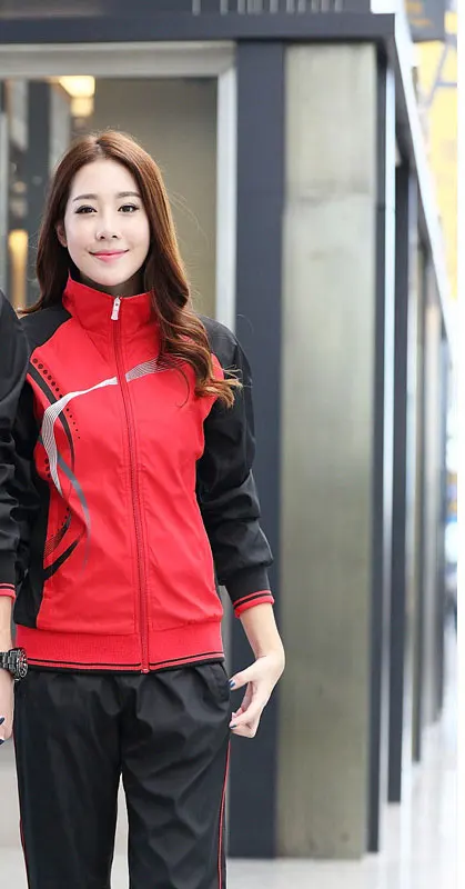 Для мужчин весенний спортивный комплект для бега Открытый с длинным рукавом комплект для бега Training Спортивный костюм мужской спортивной 69 - Цвет: WOMEN RED