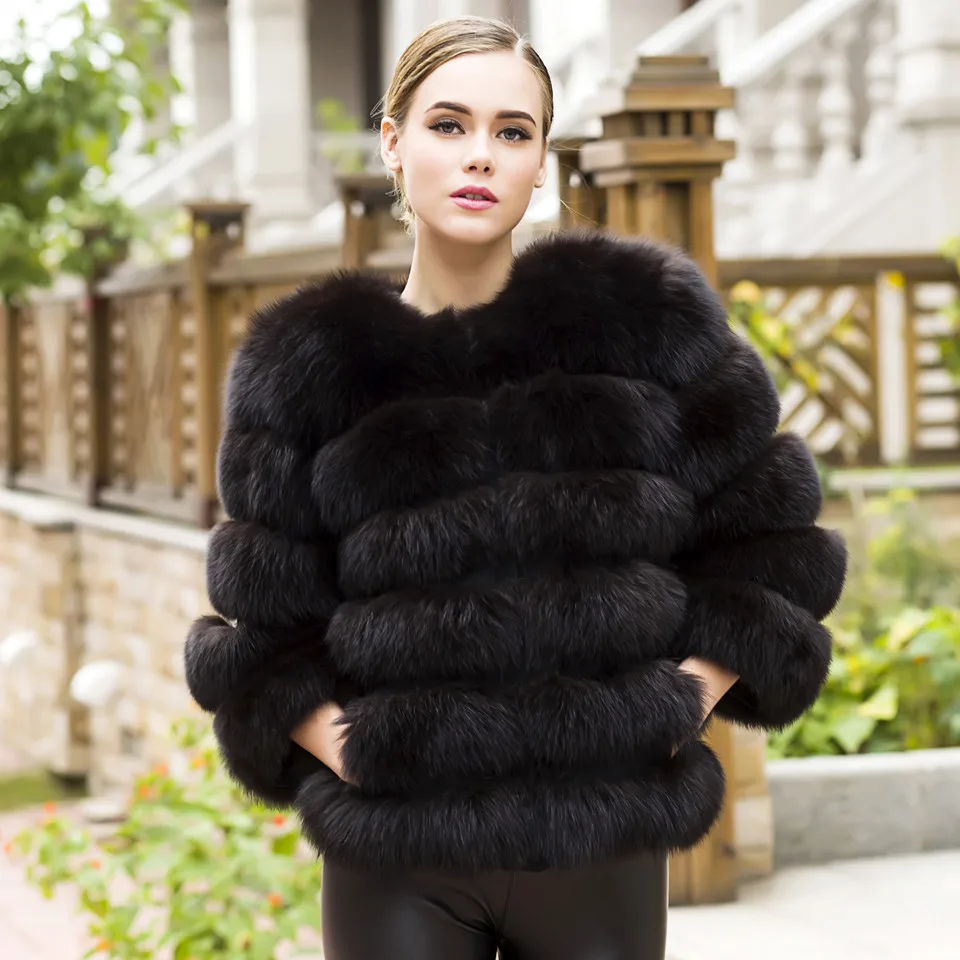 2019 Women Real Fox Fur Coat Winter Fur Jacket Short Outerwear Natural Arctic Fur Coats for 