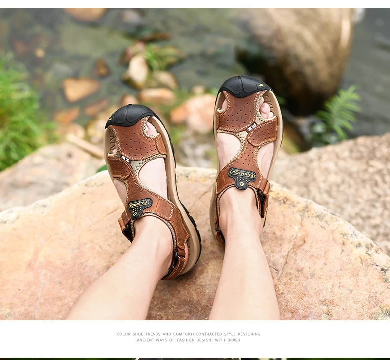 ZUNYU/Новинка года; Мужская обувь; мужские сандалии из натуральной кожи; Летняя мужская обувь; пляжные сандалии; мужские модные уличные повседневные кроссовки; размер 48