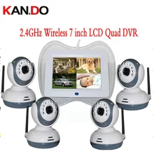 Четырехъядерный дисплей 2,4 ГГц беспроводной " ЖК-монитор для детей DVR+ 4 шт 9 ИК светодиодный cctv камера ok SD карта видео запись Беспроводная cctv камера