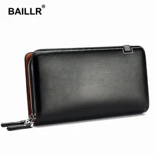 BAILLR Brand Men Wallet Purse PU Leather Bag Men Handy Double Zipper Wallet Male Clutch Bag
