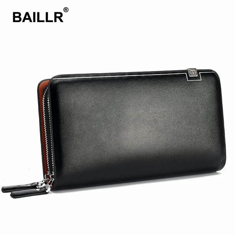 BAILLR Brand Men font b Wallet b font Purse PU Leather Bag Men Handy Double Zipper