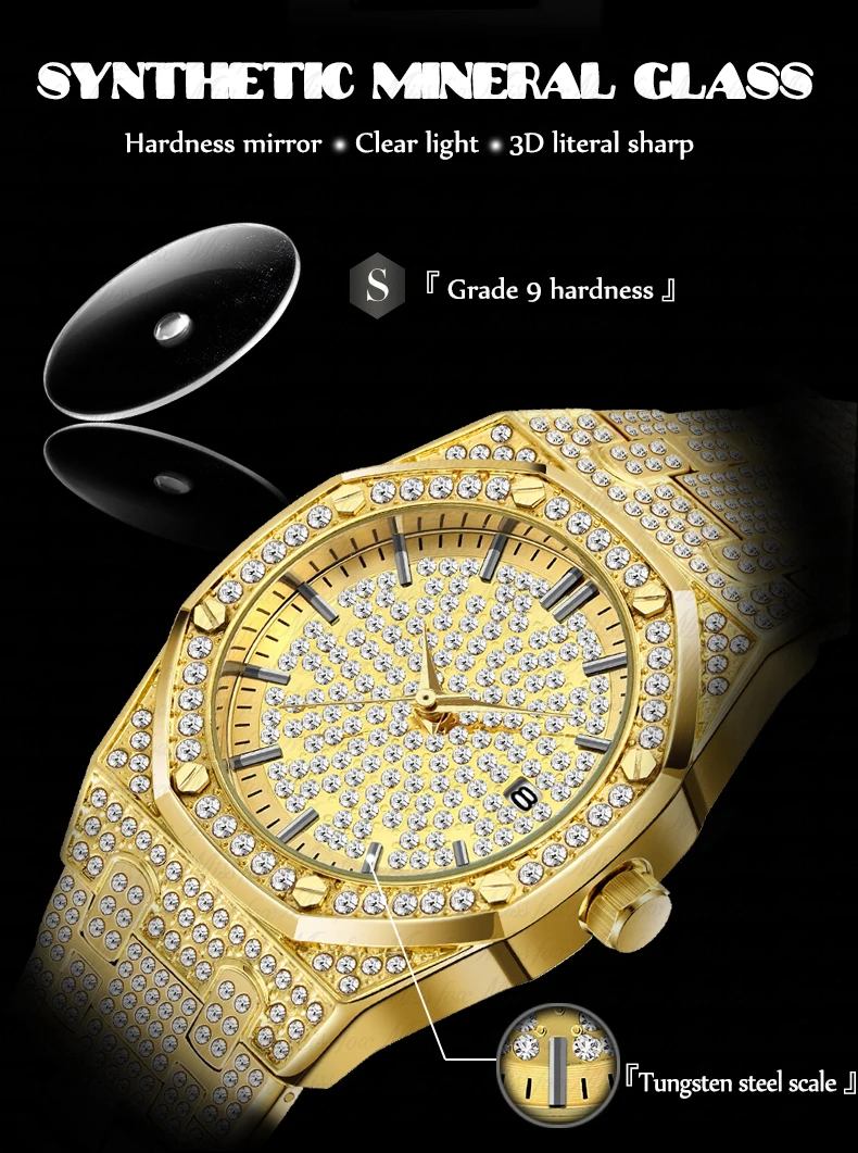 Мужские s часы лучший бренд класса люкс золотые бриллиантовые мужские наручные часы кварцевые деловые часы уникальные подарки ко дню Святого Валентина для мужчин