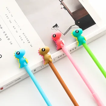 

4 pcs Kawaii dinosaur gel pen 0.5mm ballpoint Black color pens Cartoon gift Korean Stationery Office School supplies FB453