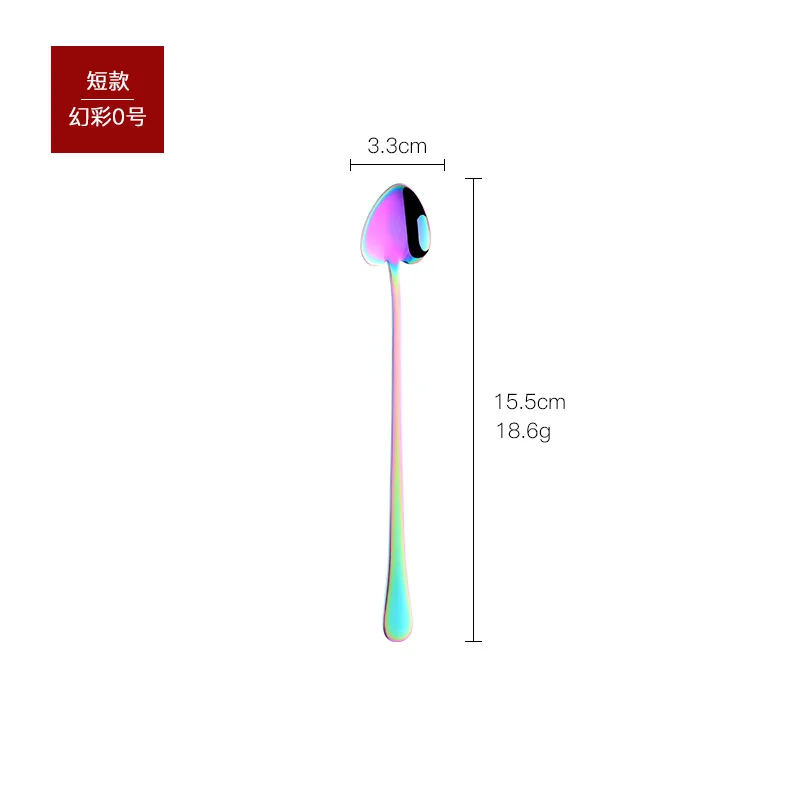 Новое сердце Форма Нержавеющая сталь маленькие десертные чайная, кофейная ложка из розового золота сахара Мёд ложка для мороженого Кухня посуда столовые приборы - Цвет: rainbow