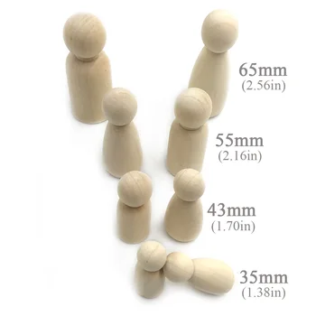 

35-65mm Female Bride / Male Groom Plain Blank Wooden Peg Dolls Figures Wooden Toys 50pcs girls boys Peg Dolls