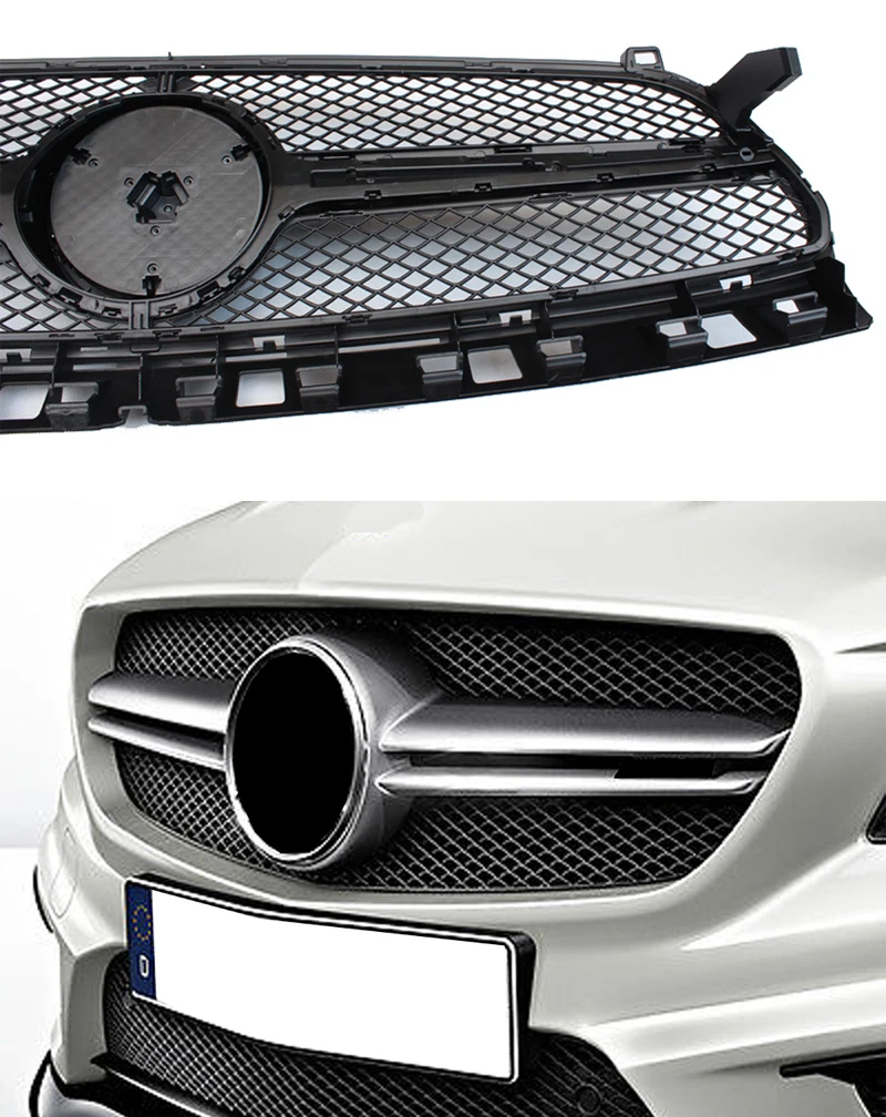 W176 AMG гриль ABS пианино черный и серебряный решетка сетки для Mercedes A класса W176 2013- A180 A200 A250 A45 AMG решетки