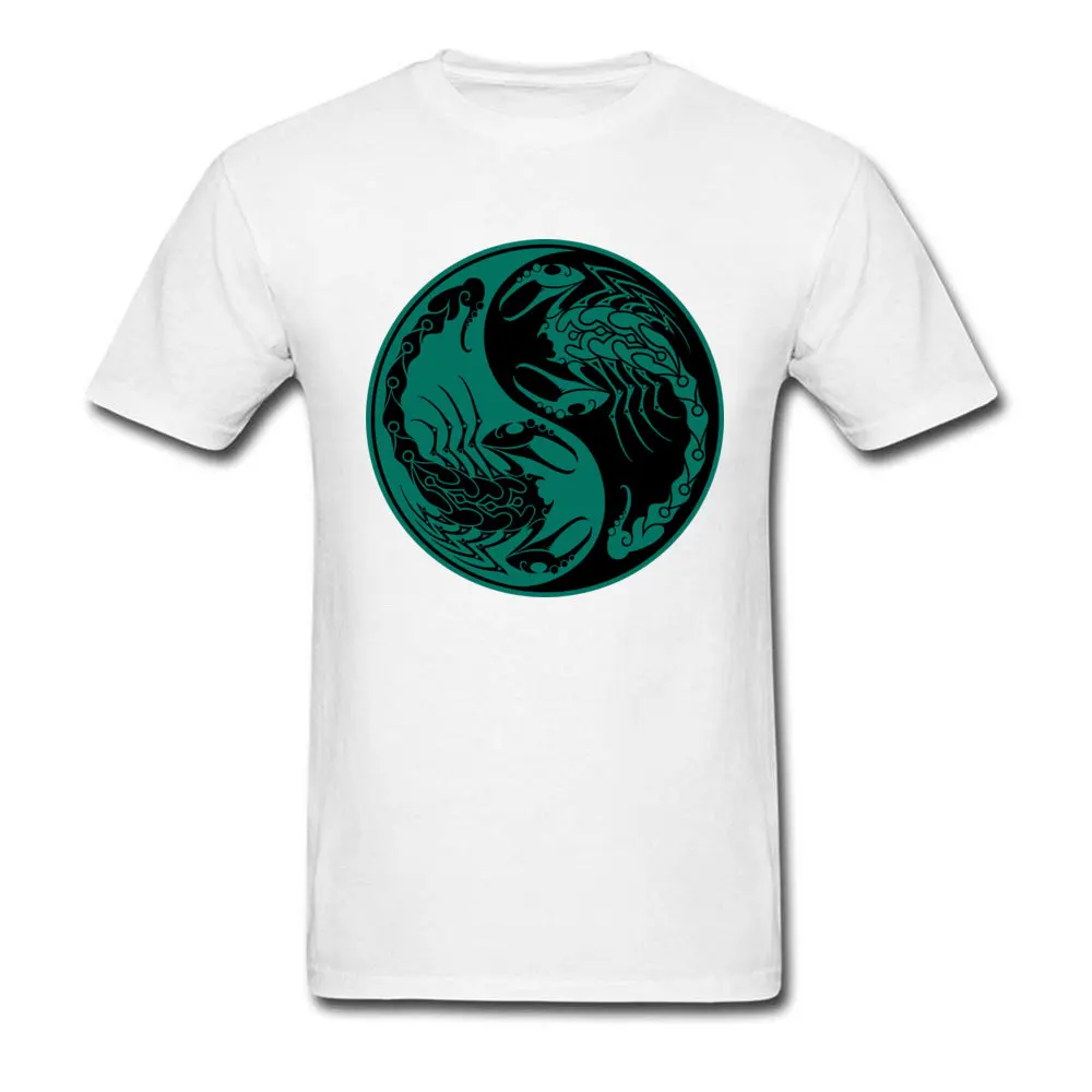  Men Tshirts Fashionable Group Tops T Shirt 100% Cotton Round Collar Short Sleeve Funny Tees Summer Wholesale Teal Blue and Black Scorpions Yin Yang white