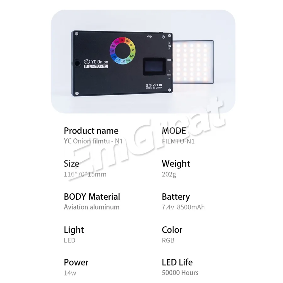 YC лук FILMTU-N1 RGB Полноцветный Светодиодный светильник для видео 2400-10000K регулируемый 0- бесступенчатый затемняющий светодиодный дисплей 11 предварительно запрограммированный