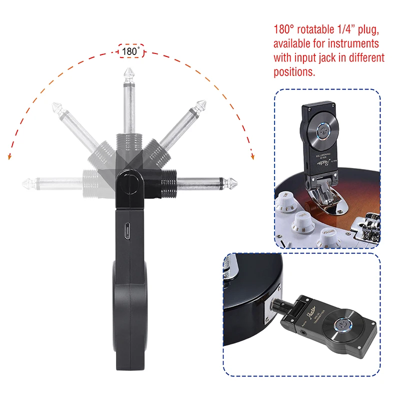 Rowin WS-20 2,4G Беспроводная гитарная система перезаряжаемая литиевая батарея передатчик приемник 30 метров дальность передачи 4 цвета