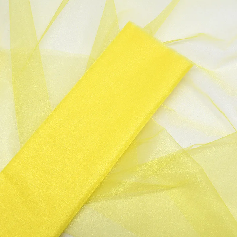 5 метров* 48 см прозрачная органза тюль рулон ткань марля для свадебного украшения DIY арки стул пояса для детского душа принадлежности 7 - Цвет: T14 Yellow
