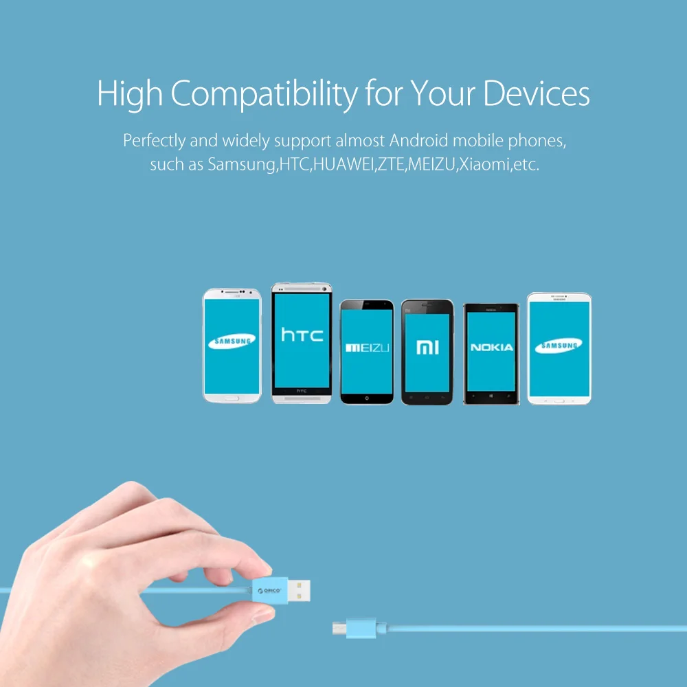 ORICO USB кабель 0 5 м/0 8 м/1 м USB2.0 A к Micro B для передачи данных Samsung Xiaomi LG Tablet Android