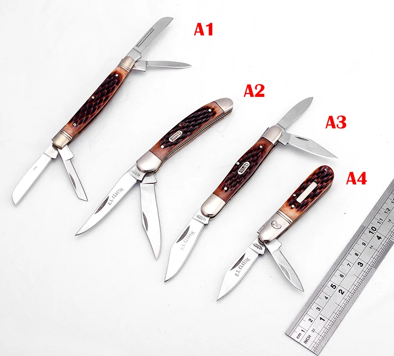 Multi Folding Knife Bone Handle 440C steel Multi blade sharp Mini