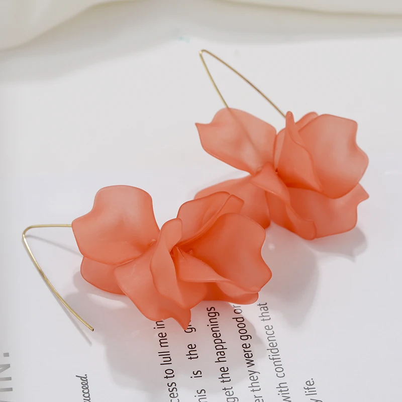 AENSOA ZA, модные полимерные розовые цветы для женщин, фирменный дизайн, богемные милые цветочные Висячие массивные серьги, свадебные ювелирные изделия в стиле бохо