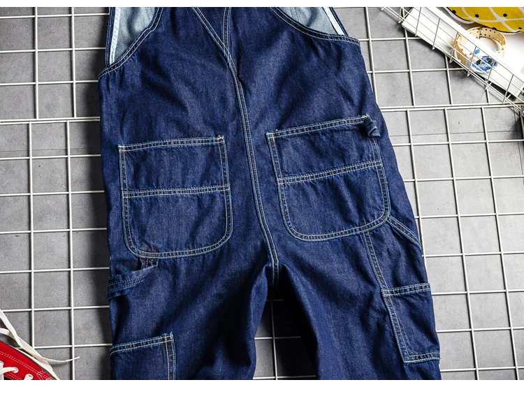 Sokotoo мужские Карманы Свободные прямые синие джинсовые комбинезоны подтяжки комбинезоны джинсы комбинезоны
