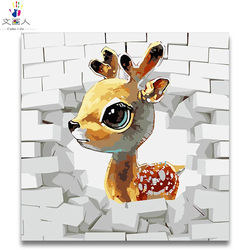 Раскраска по номерам жестокий динозавр diy Цифровая краска по номерам милые животные картина маслом по номерам для детской комнаты декор - Цвет: 7122 Deer