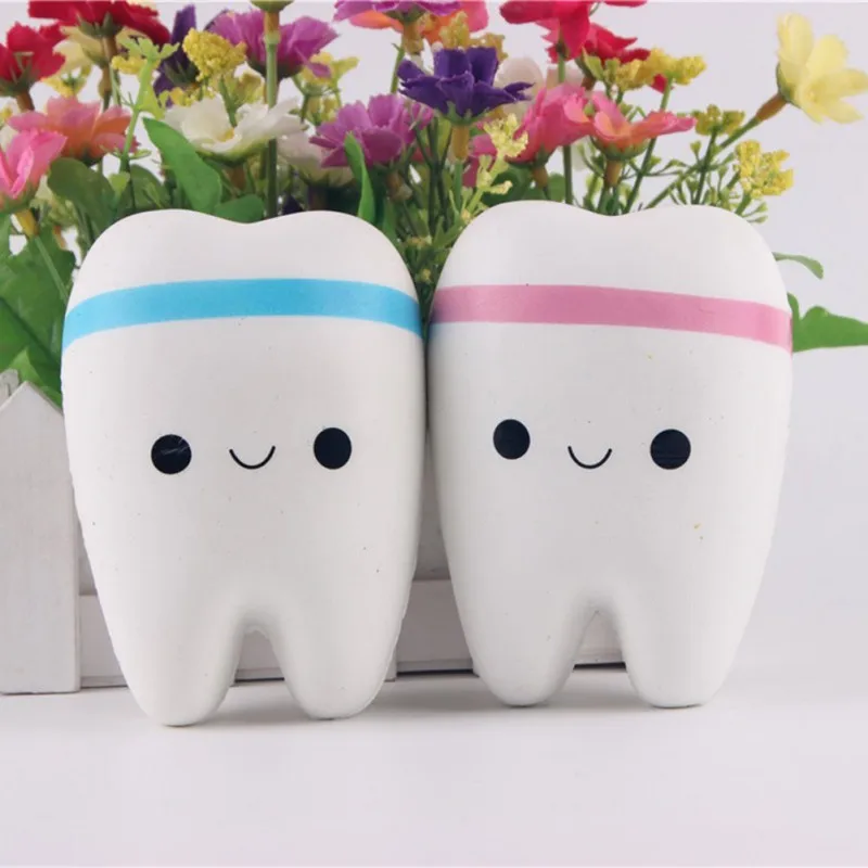 Image 11cm Novelty Toy Squishy Tooth Slow Rising Kawaii Soft Squeeze Cute Cell Phone Strap Toys Kids Baby Gift Random Color