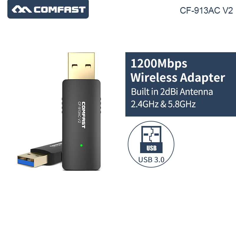 COMFAST CF-913ACV2 2,4G/5,8 GHz двухдиапазонный USB3.0 1200Mbps pc беспроводной/WiFi AC гигабитный адаптер Adaptador Wi Fi приемник/излучатель