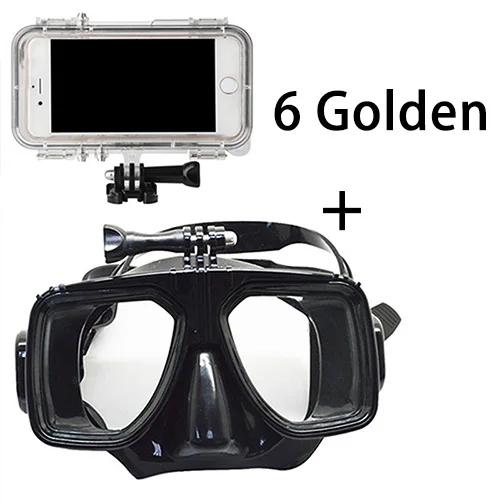 6-Golden lens-Black Дайвинг комплект чехол для телефона сумка для хранения Одежда заплыва спортивный дайвинг Очки для iPhone 6 6 S плюс сенсорный Водонепроницаемый 170 градусов широкоугольный объектив - Цвет: 6-Golden lens-Black