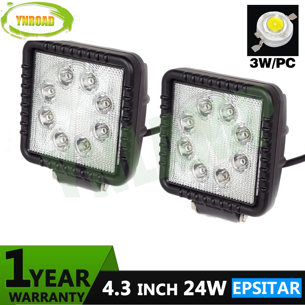 YNROAD 4 inch 24W Led work light spot/flood beam for offload truck use 8pcs*3W epsitar leds IP67 1680LM | Автомобили и мотоциклы