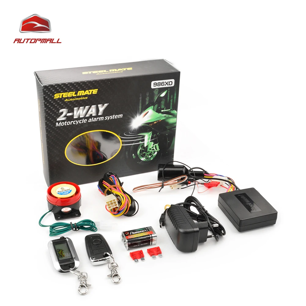 Motorcycle Alarm System Steelmate 986XO 2 Way Alarm Remote Control Water Resistant ECU Anti theft Alarm