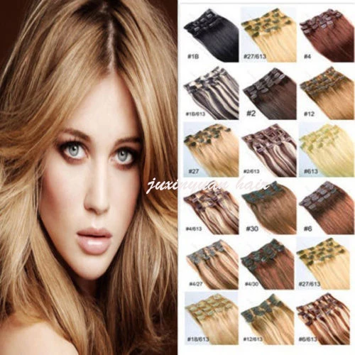 

5A  10 Pcs 180 grams 18inch - 26inch clips in Straight #12 #16 #18 #30 33#  Full Head remy Hair Clip in Hair Extension Straight