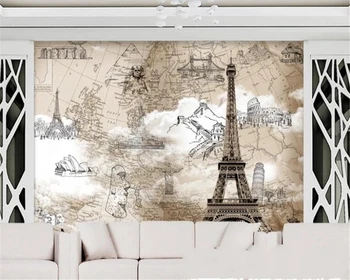 

beibehang Custom papier peint mural 3d photo wallpaper fashion retro american tower fort background wallpapers for living room