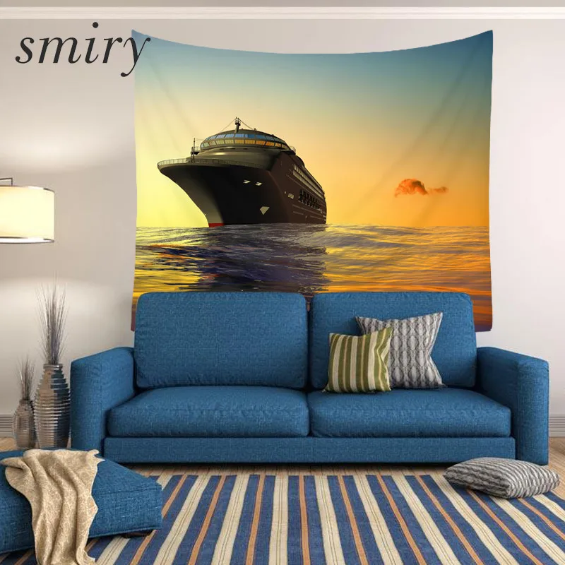 

Smiry Travel round the world Pattern Mandala Tapestry Ocean ship Wall Hanging Gobelin Bedding Polyester Home Decor Free Shipping