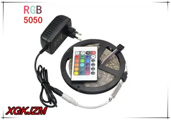 

New 5M SMD 5050 RGB tape waterproof light bar 24 remote control key + adapter suit LED Strip