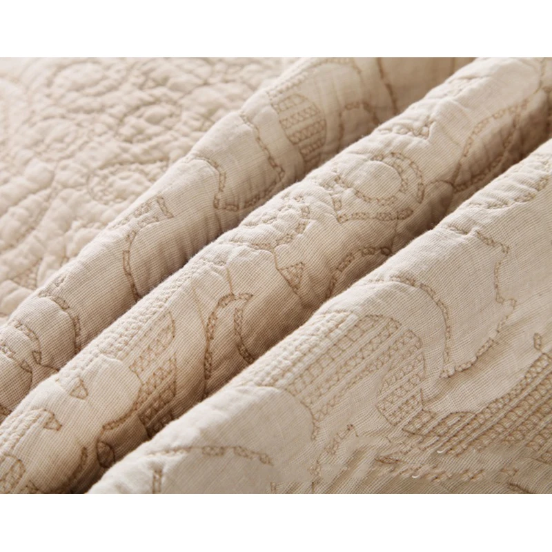 - CHAUSUB Europe Quilt Set 3PCS Quilted Bedspread Cotton Quilts Bed Cover Sheets Pillowcase Coverlet King Queen Size Bedding