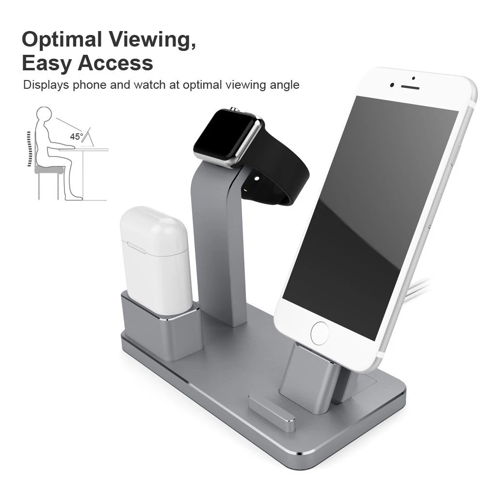 Peaktop Charging Dock Station Stand Holder for AirPods IPad Air Mini Apple Watch iWatch 38mm 42mm i