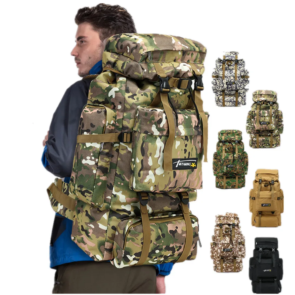Kopen 70L Molle Camo Tactische Rugzak Militaire Leger Waterdicht Wandelen Camping Rugzak Reizen Rugzak Outdoor Sport Klimmen Zak