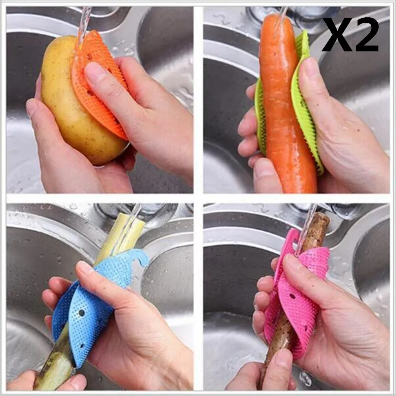

2Pcs/lot Multi-functional Vegetable Brushes Potato Scrubber Cleaning Tools Kitchen Home Gadgets