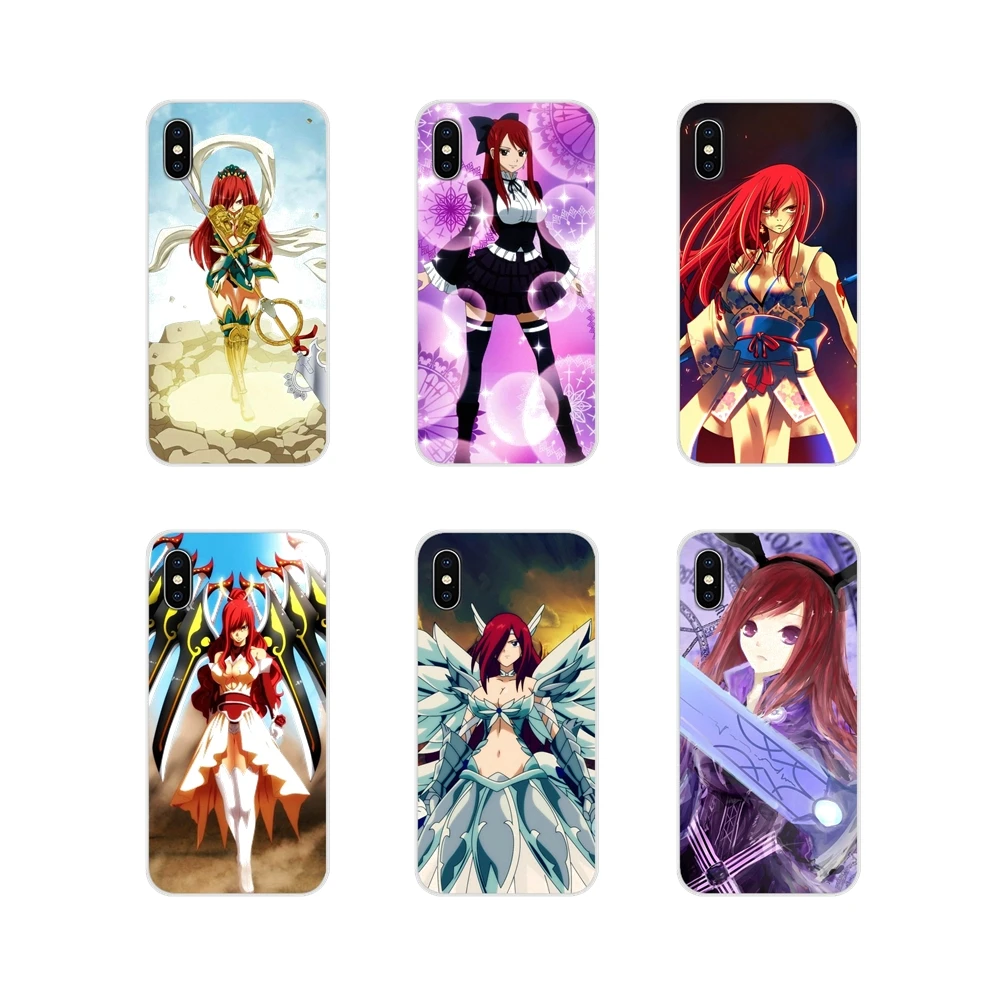 

For Samsung A10 A30 A40 A50 A60 A70 Galaxy S2 Note 2 3 Grand Core Prime Anime Erza Scarlet Fairy Tail TPU Transparent Case Cover