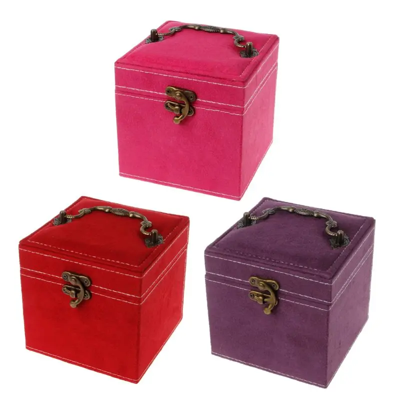

Portable Three Layer Jewelry Box Earrings Ring Bracelet Storage Hand-Held Boxes