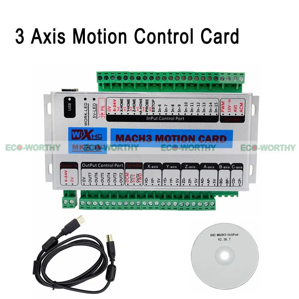 

ECO 400KHz 3 Axis Mach3 Motion Control Card USB CNC Interface Breakout Board New