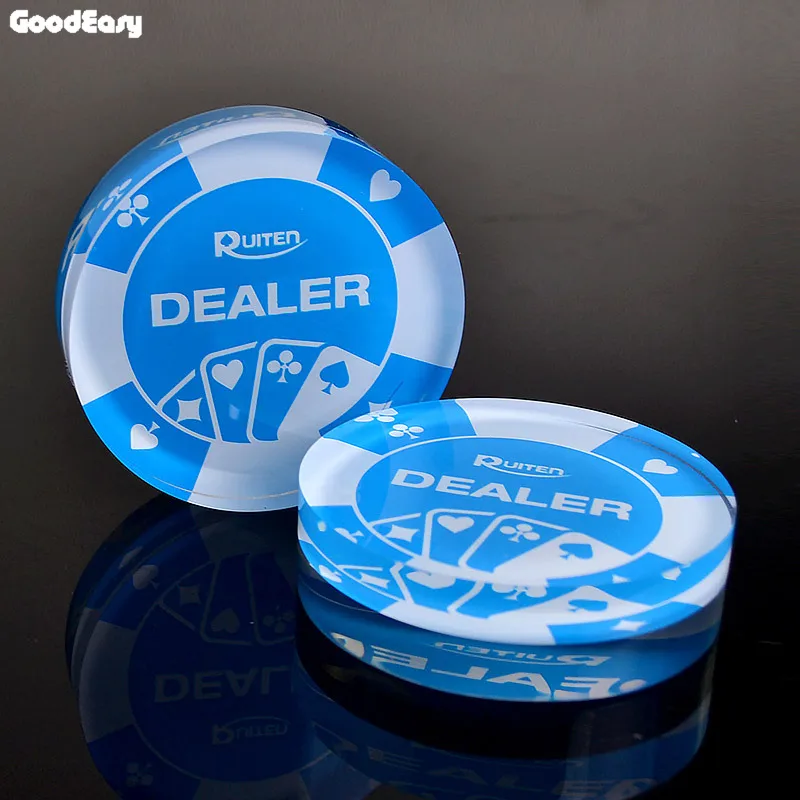 Горячая SALEAcrylic Кнопка Дилера покера Техасский Холдем 3 дюймов нажатие покер карты гвардии Кнопка Дилера покера-синий дилер 1 шт